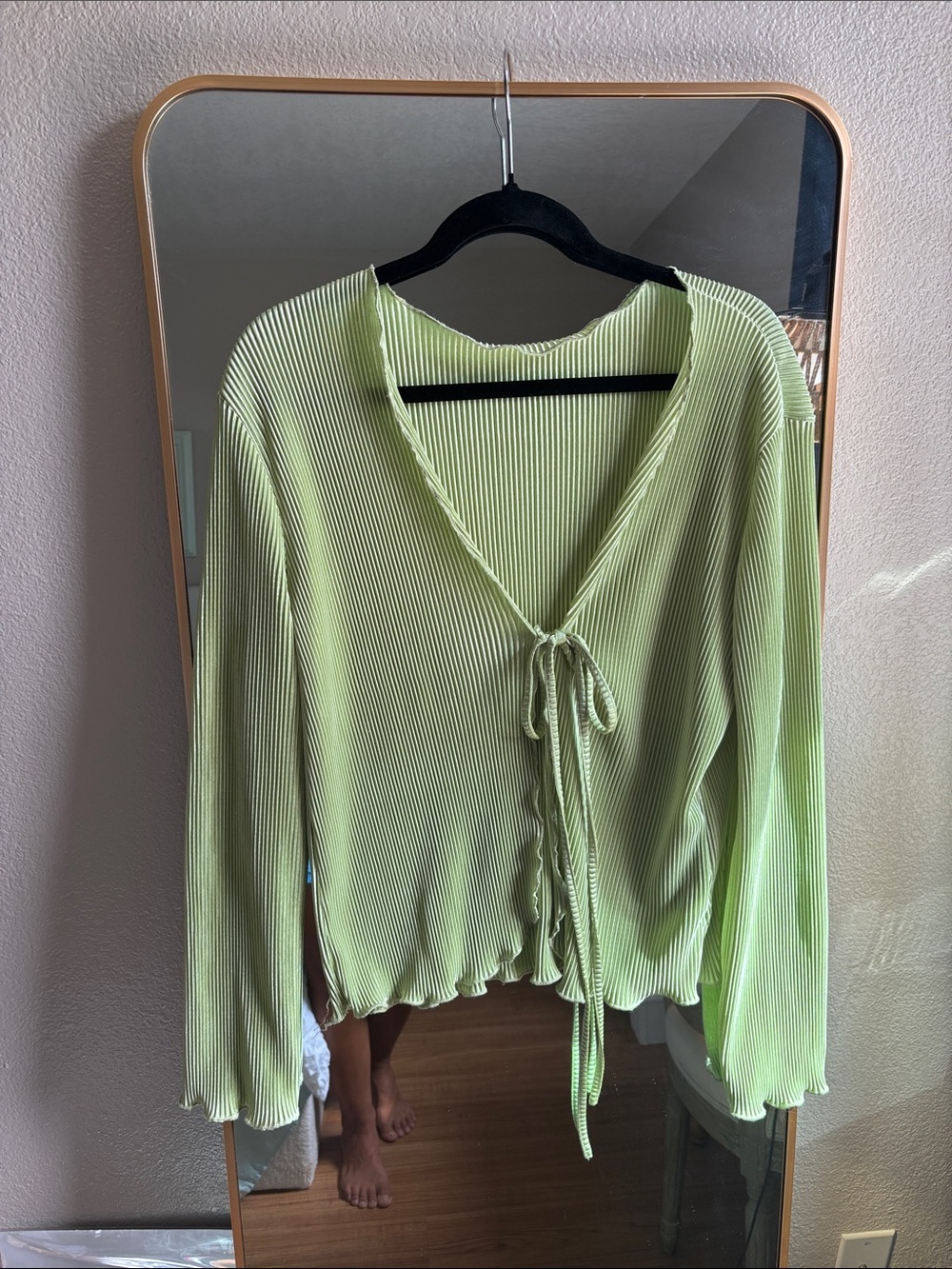 Green summery boho tie front shirt